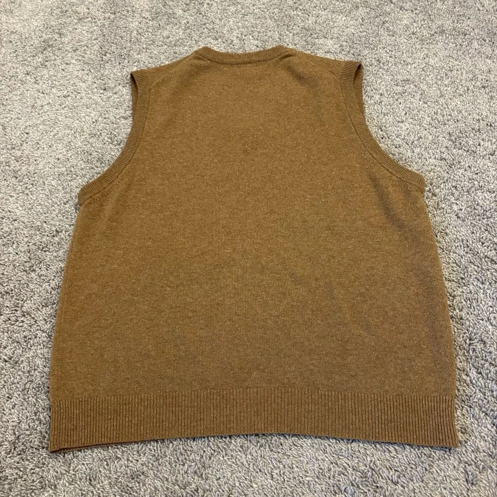 L.L. Bean Vest Men's L Reg Brown 100% Lambs Wool V-Neck Pullover Knit Classic